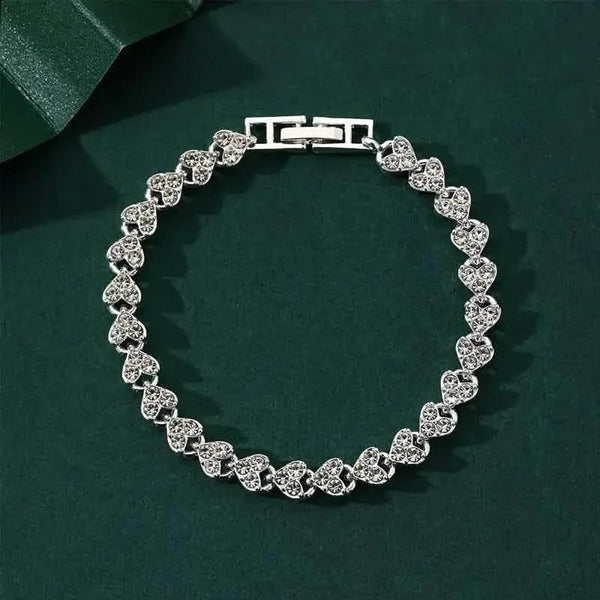18K Golden Plated Stainless Steel Bracelet with Rhinestone Embellishments