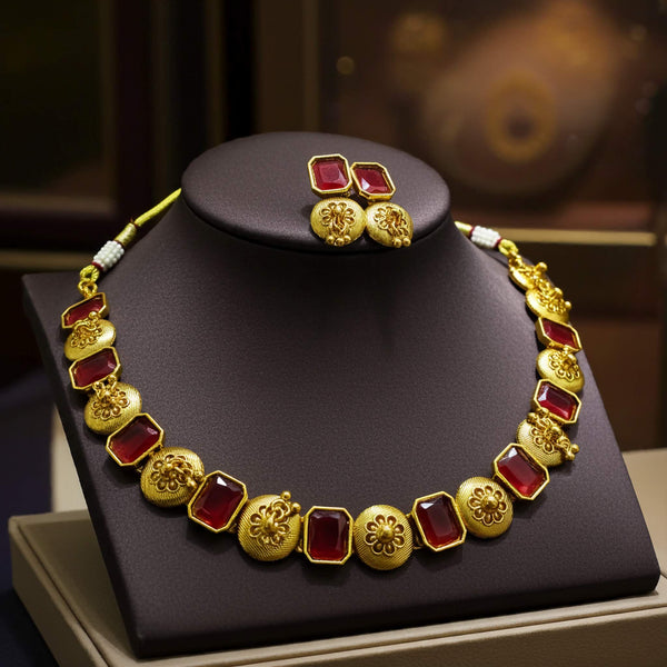 Premium Ruby Kundan Set 22K Gold-Plated LeDeSaRa Lifestyle