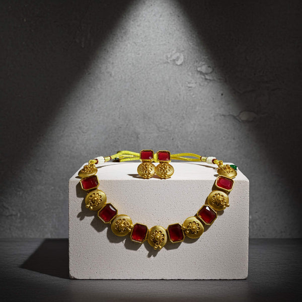 Premium Ruby Kundan Set 22K Gold-Plated LeDeSaRa Lifestyle