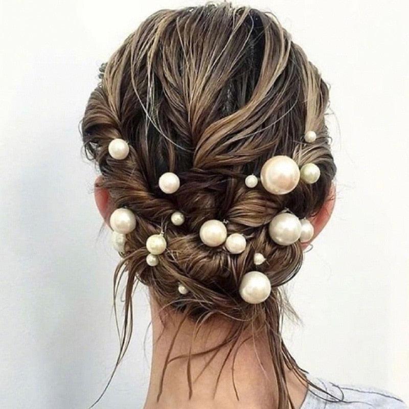 18pcs/lot Big Small Pearl Hair Stick Set  Sweet U Shape Hair Clip Hairpin Wedding Bride Headdress Wedding Hair Accessories for Brides and Bridesmaids