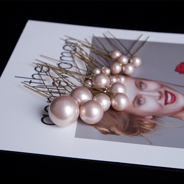 18pcs/lot Big Small Pearl Hair Stick Set  Sweet U Shape Hair Clip Hairpin Wedding Bride Headdress Wedding Hair Accessories for Brides and Bridesmaids