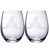 Set of 2 Golden Retriever Dog Stemless Wine Glasses by The Wine Savant - Yellow or Golden Retriever Lover Him & Her - Dogs Silhouette - Glass Gifts Etched Tumblers for Anniversary, Home Bar Gifts