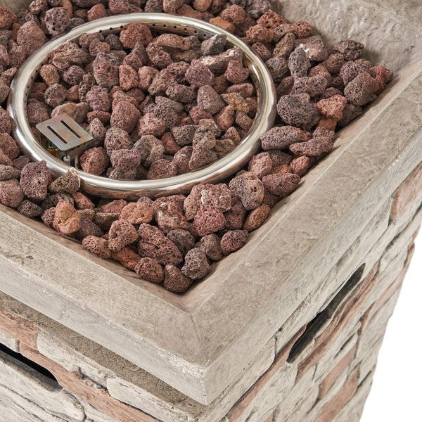 19-Inch Outdoor 40K BTU Natural Stone Fire Column (SAK36771)