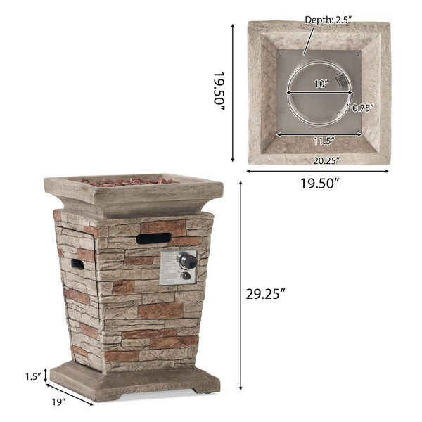 19-Inch Outdoor 40K BTU Natural Stone Fire Column (SAK36771)