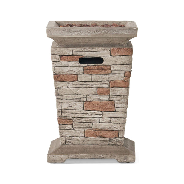 19-Inch Outdoor 40K BTU Natural Stone Fire Column (SAK36771)
