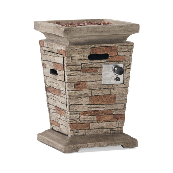 19-Inch Outdoor 40K BTU Natural Stone Fire Column (SAK36771)