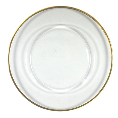 Gold Rimmed Clear Glass Charger Plate 13