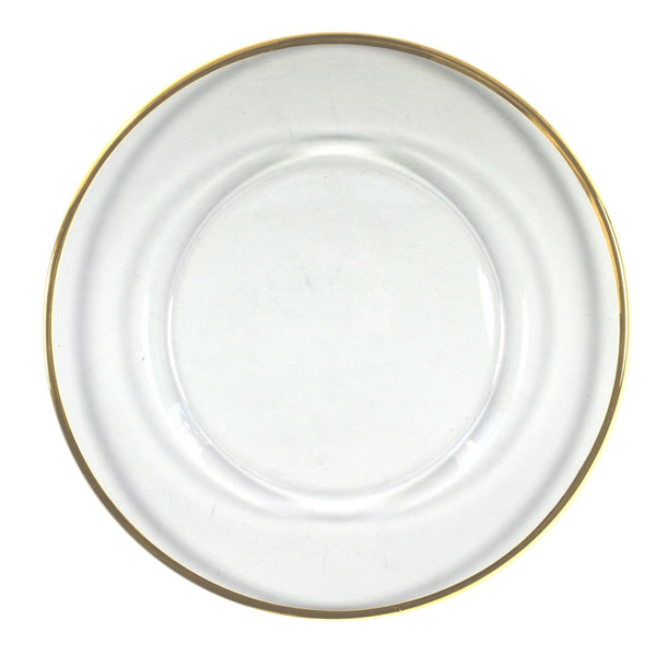 Gold Rimmed Clear Glass Charger Plate 13