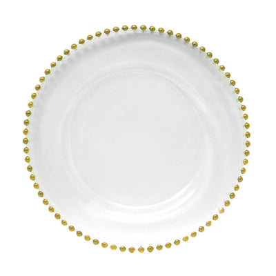 Gold Beaded Glass Charger Plate 13