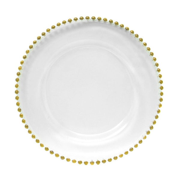 Gold Beaded Glass Charger Plate 13