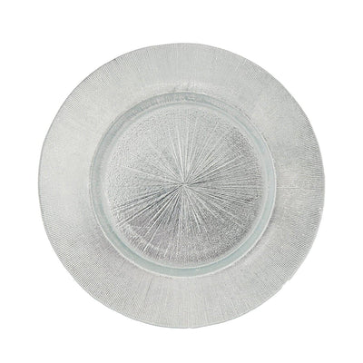Light Silver Antique Glass Chargers 4-Piece Set 13