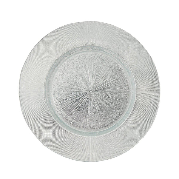 Light Silver Antique Glass Chargers 4-Piece Set 13