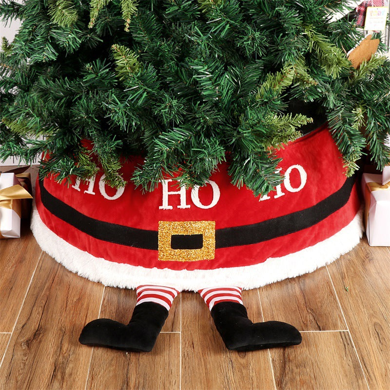 New Christmas Tree Skirt Christmas Party Decoration Santa Claus Feet Christmas Tree Base Apron