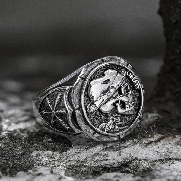 1936 Hobo Nickels Liberty Stainless Steel Skull Ring