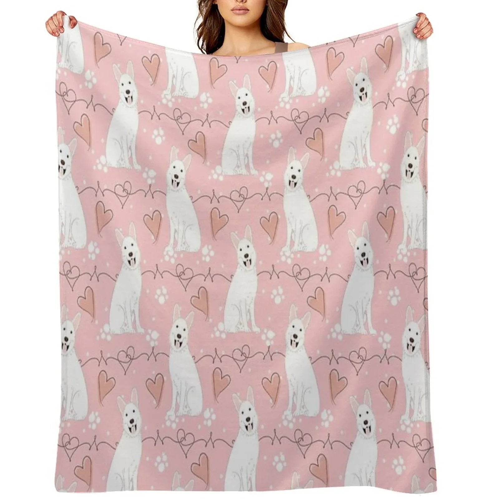LOVE White German Shepherd Throw Blanket