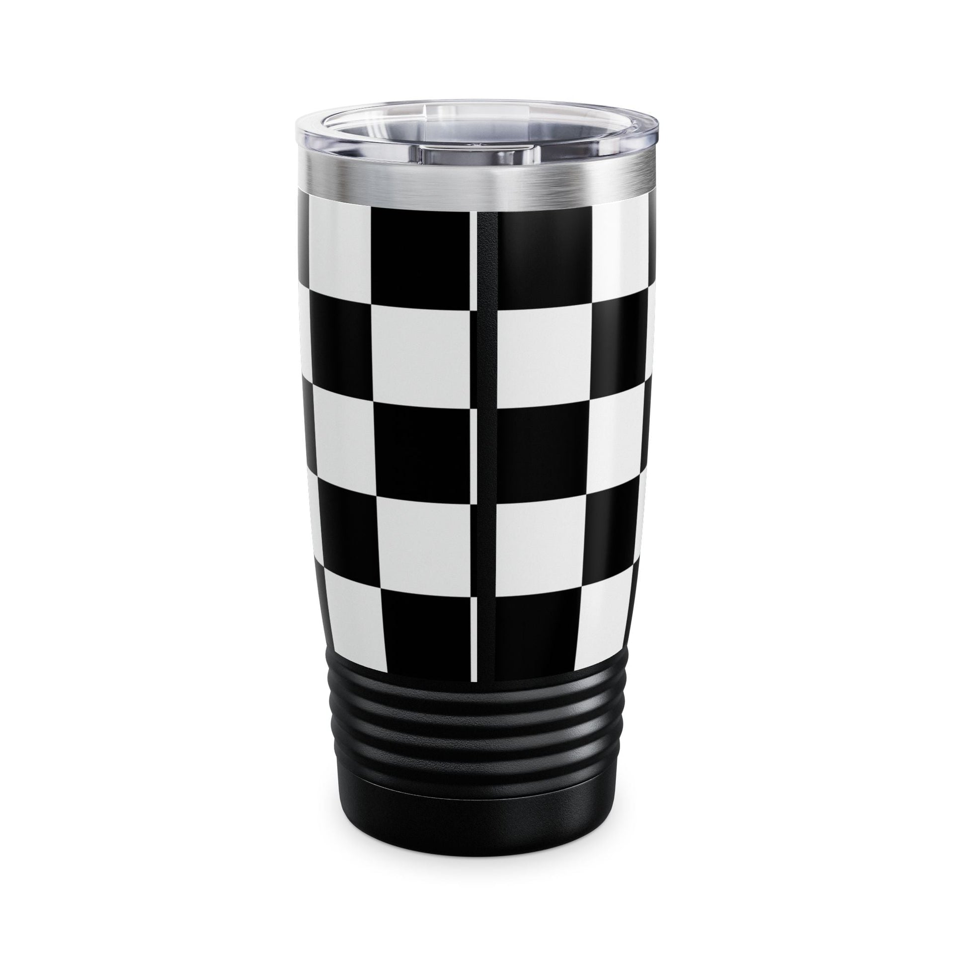 Chic Checker Print Tumbler, 20oz | Stylish Travel Mug | Coffee Lover Gift | Black & White Drinkware | Premium Quality Coffee Mug