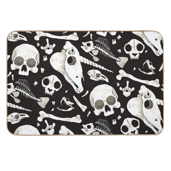 Black Skulls And Bones - Wunderkammer Durable Bath Mat