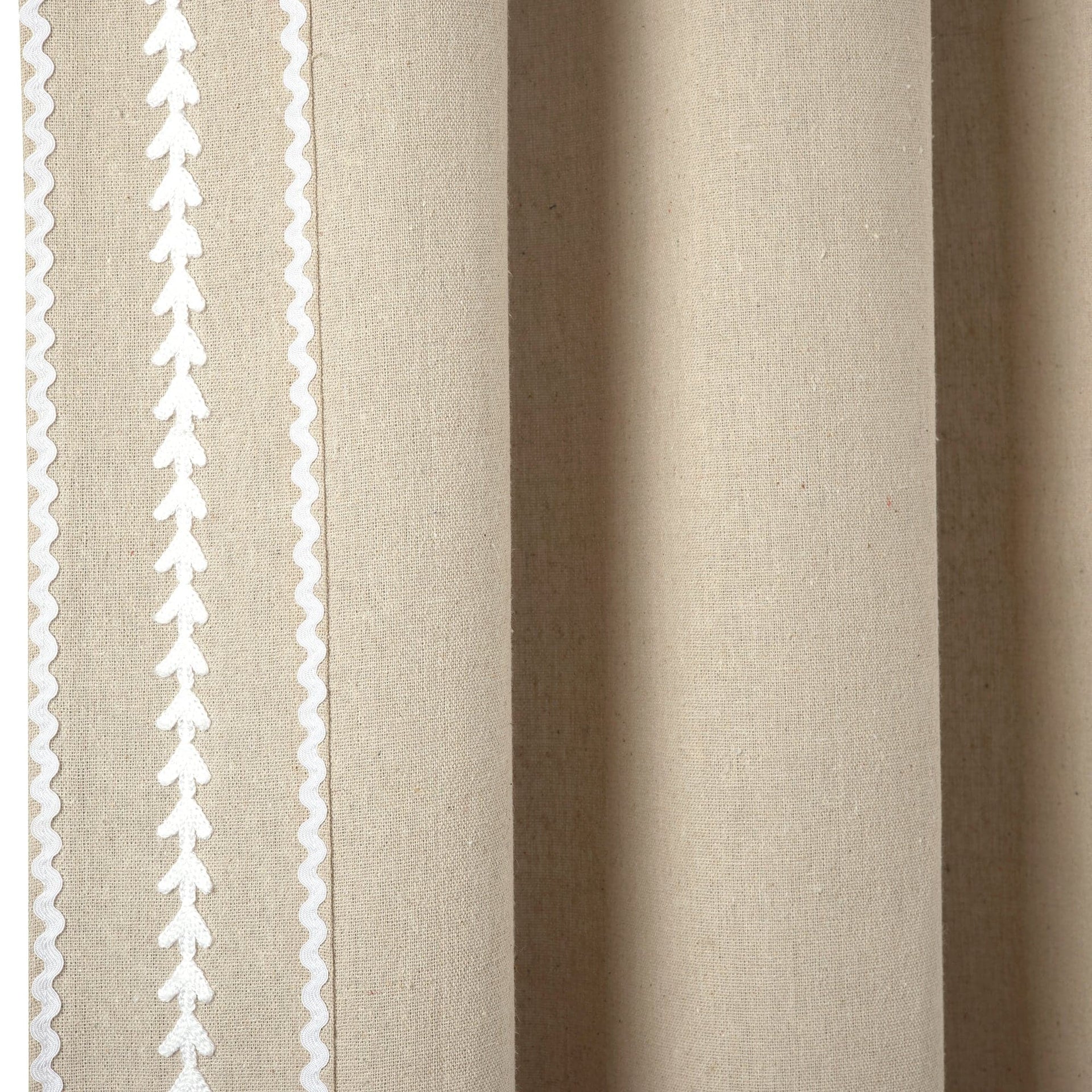 Olivia Ric Rac Embroidery Border Window Curtain Panel