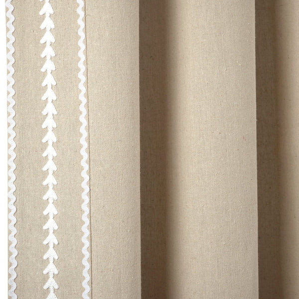 Olivia Ric Rac Embroidery Border Window Curtain Panel