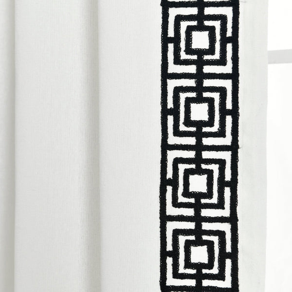 Luxury Modern Square Embroidery Border Window Curtain Panel