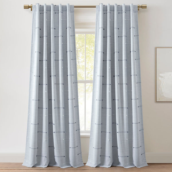 Boho Stripe Clip Jacquard Window Curtain Panel Set