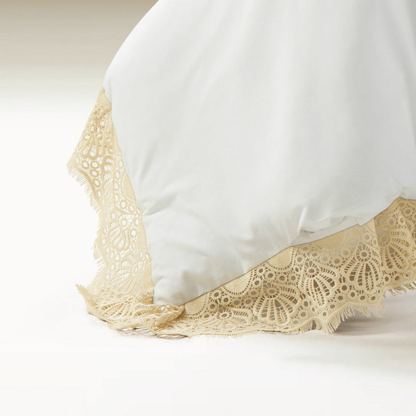 Scalloped Lace Cotton Duvet Cover 3 Piece Set