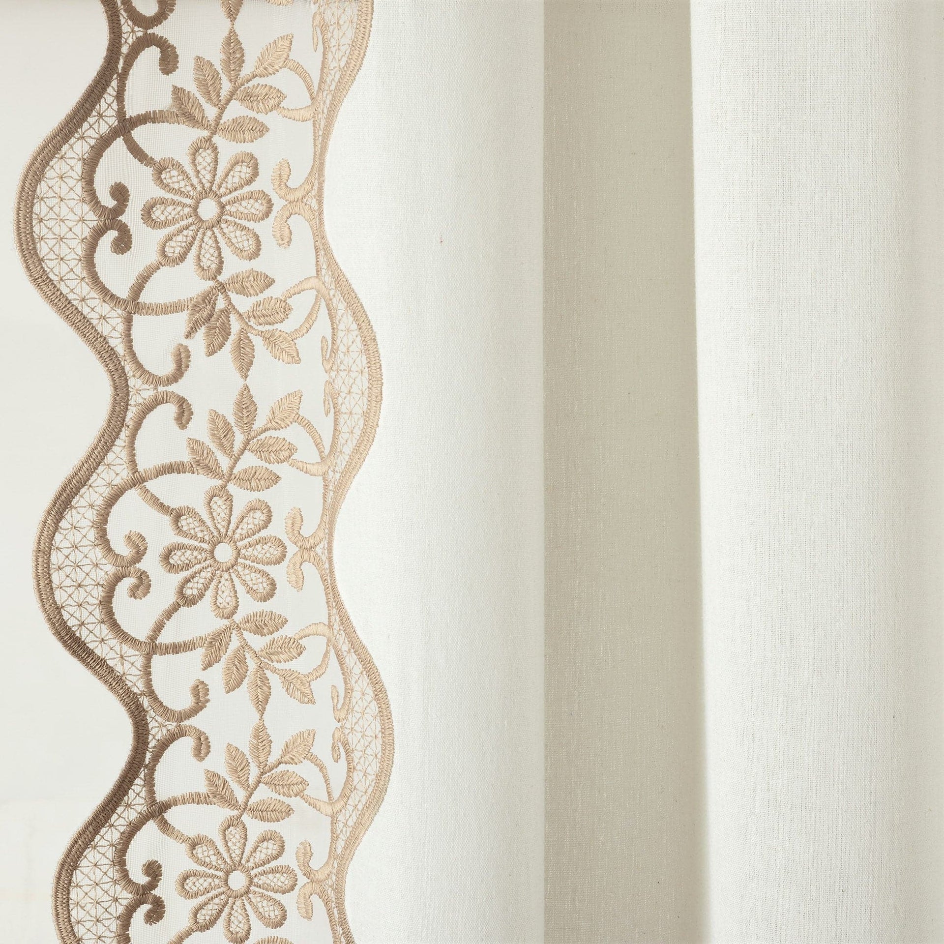 Scalloped Edge Lace Border Window Curtain Panel