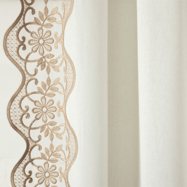 Scalloped Edge Lace Border Window Curtain Panel