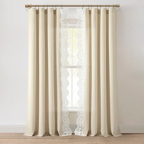 Scalloped Edge Lace Border Window Curtain Panel