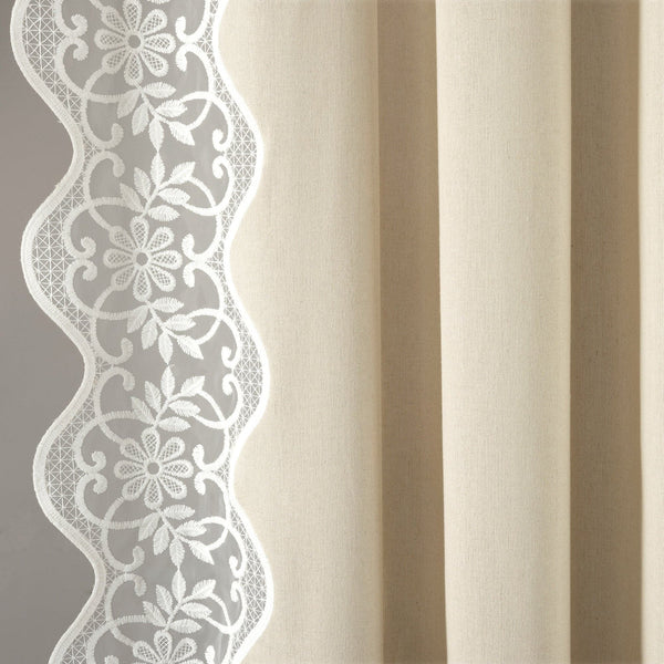 Scalloped Edge Lace Border Window Curtain Panel
