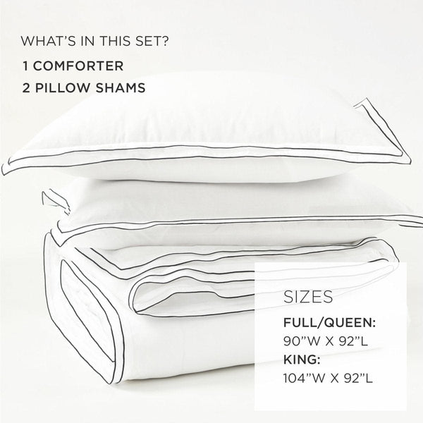 Hampton Double Flange Embroidered Contrast Edge Comforter Set