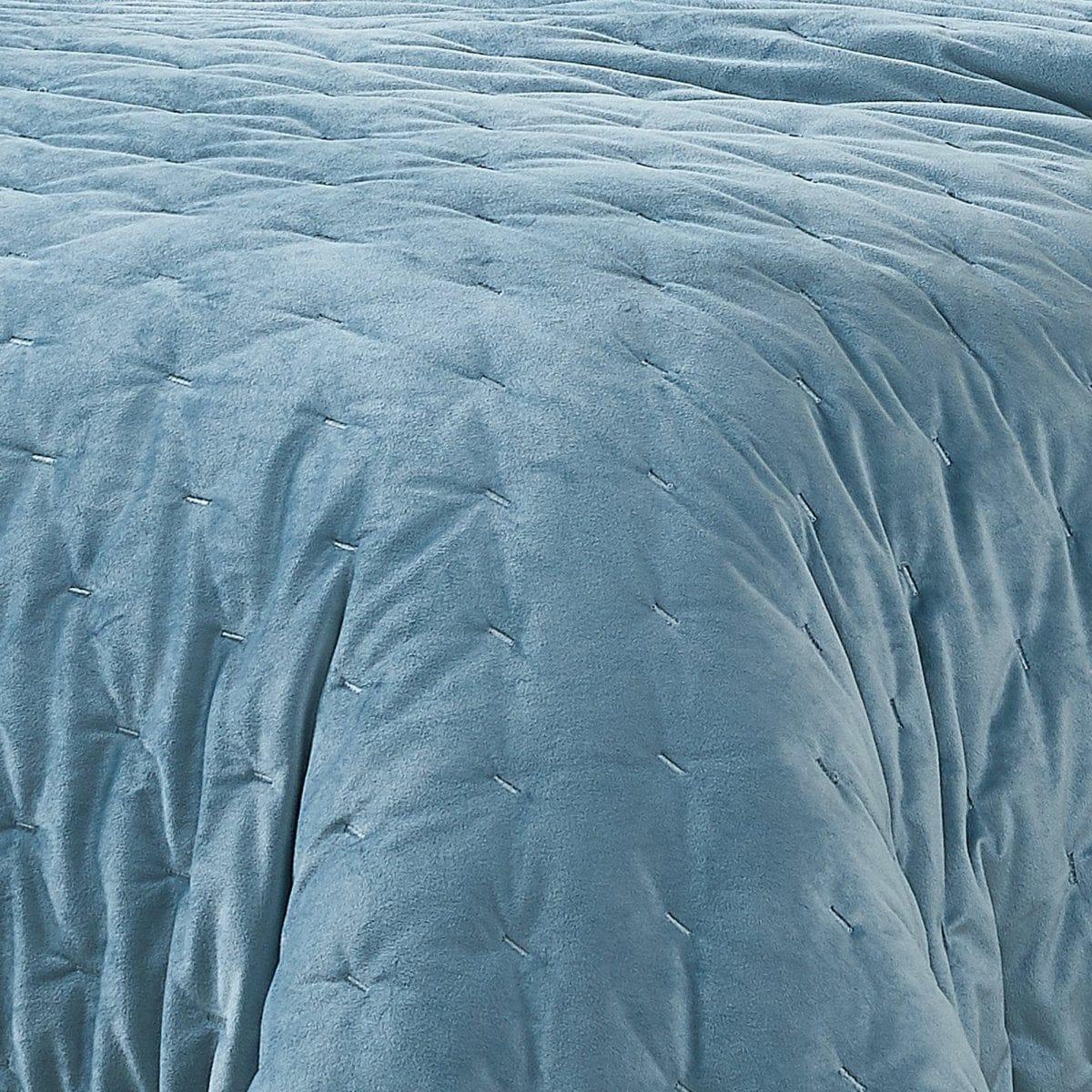 Haven Velvet Embroidered Stitch Cozy Super Soft Quilt 3 Piece Set