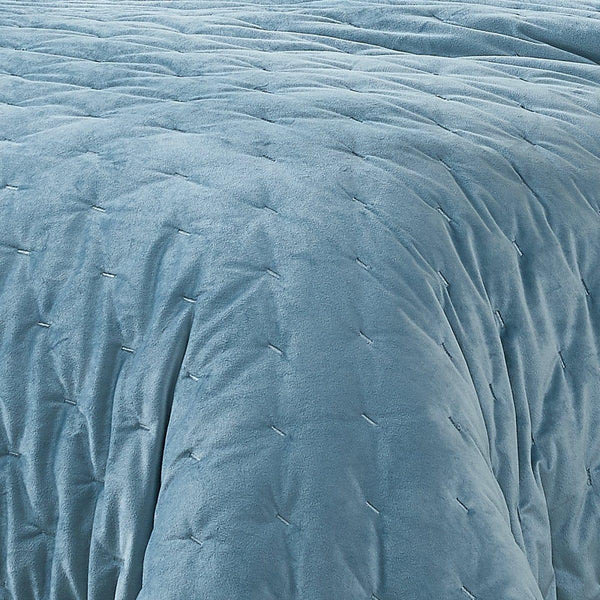 Haven Velvet Embroidered Stitch Cozy Super Soft Quilt 3 Piece Set