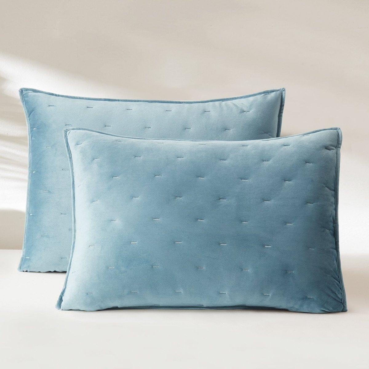 Haven Velvet Embroidered Stitch Cozy Super Soft Quilt 3 Piece Set