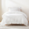Reyna Contrast Edge Cotton Duvet Cover Set - Twin XL / Off White/Neutral