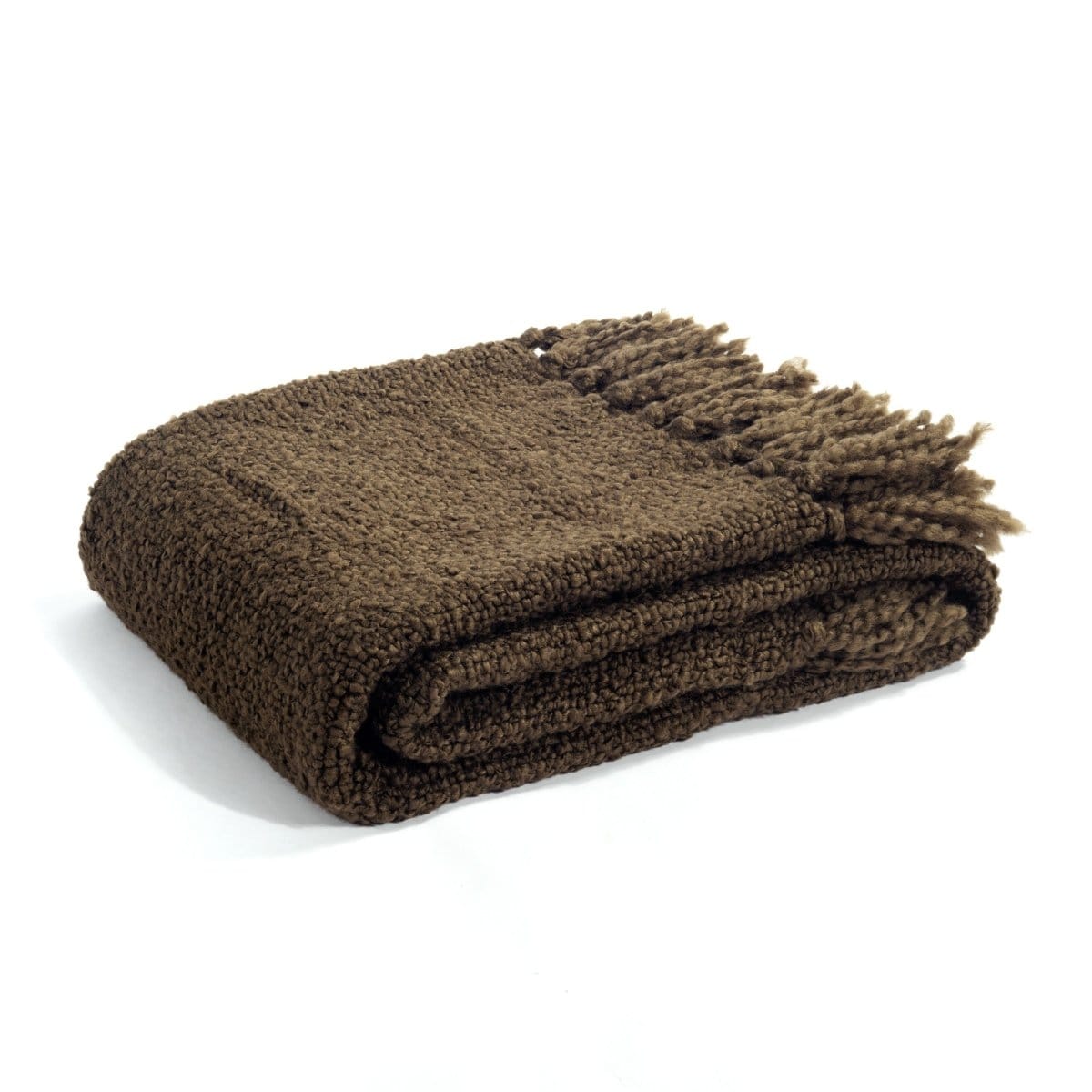 Tulum Boucle Textured Woven Fringed Throw Blanket