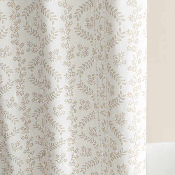 Doreen Delicate Floral Linen Textured Shower Curtain