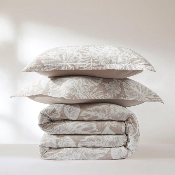 Bali Tropical Leaves Gauze Jacquard Duvet Cover Set