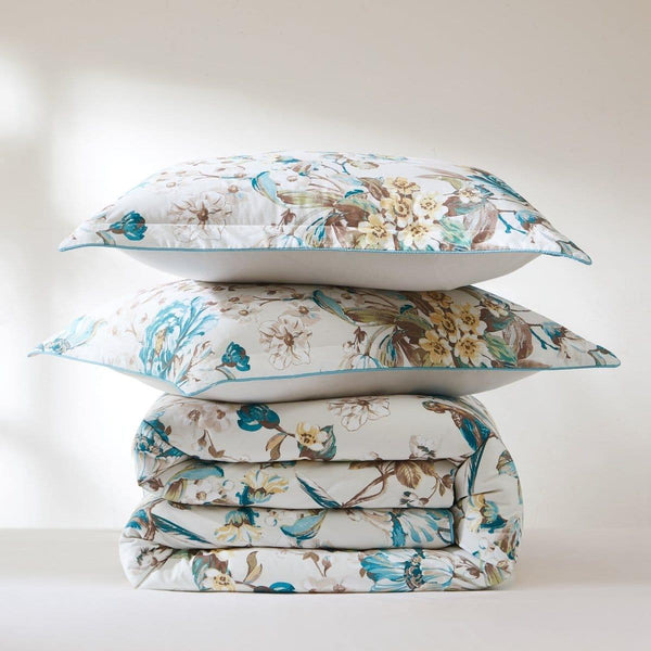 Bird And Hydrangea Reversible Cotton Duvet Cover Set
