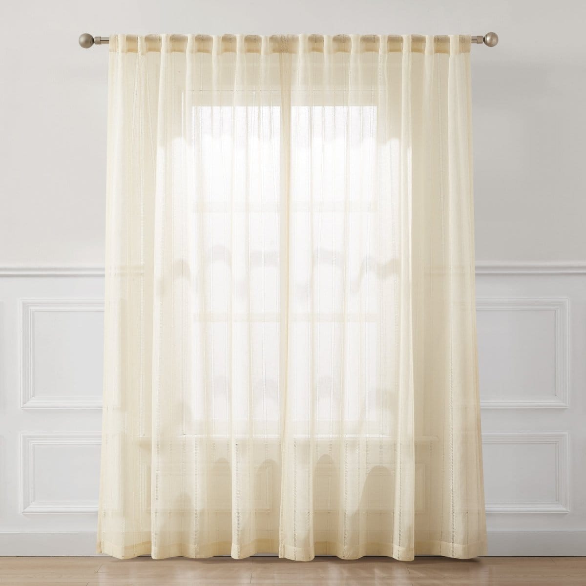 Calia Textured Stripe Sheer Window Curtain Panels