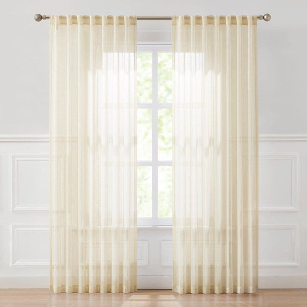 Calia Textured Stripe Sheer Window Curtain Panels