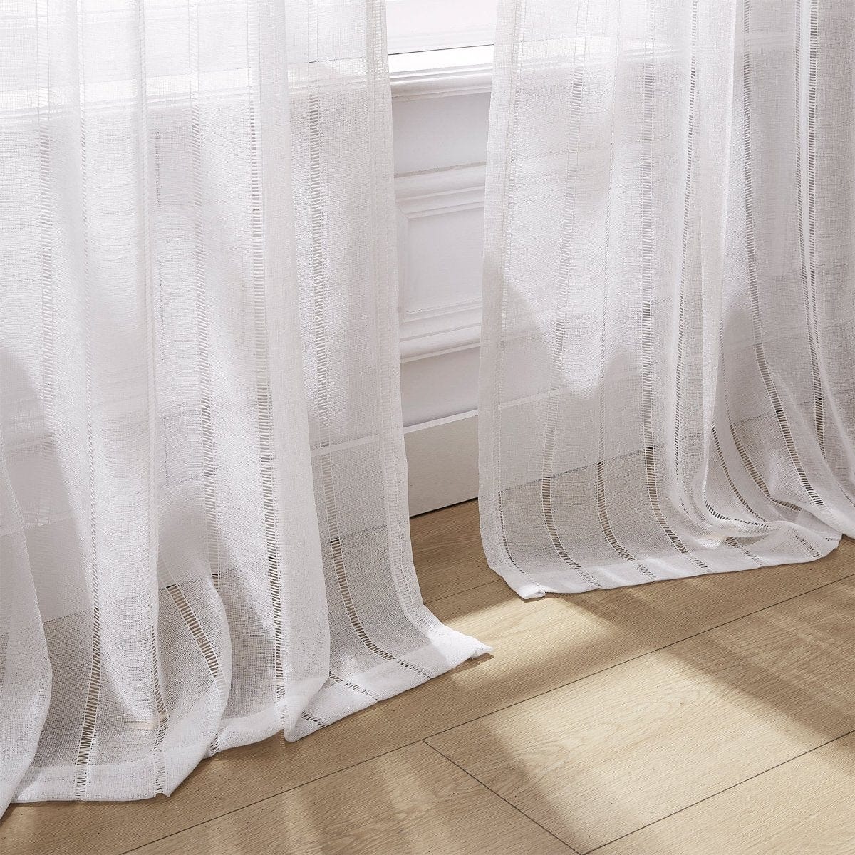 Calia Textured Stripe Sheer Window Curtain Panels