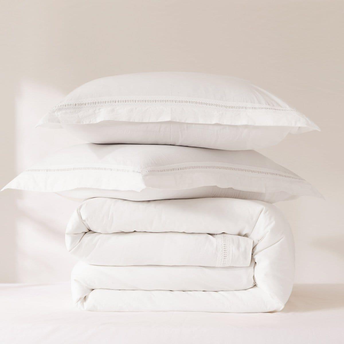 Doris Eyelet Inset Trim Cotton Duvet Cover Set