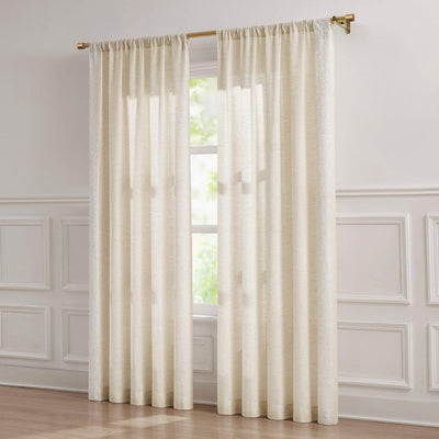 Emily Leaves Embroidered Window Curtain Panels