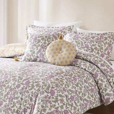 Lillian Block Print Reversible Comforter Set 5Pc