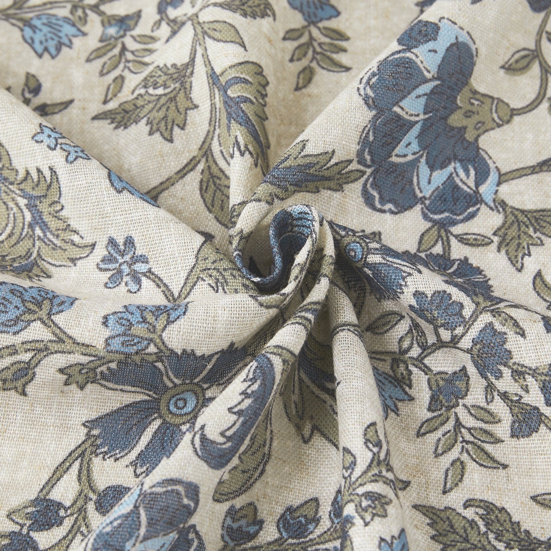 Lillian Block Print Linen Textured Shower Curtain