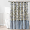 Lillian Block Print Linen Textured Shower Curtain