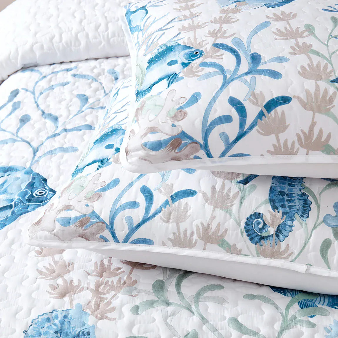 Oceana Watercolor Sea Life Quilt Set
