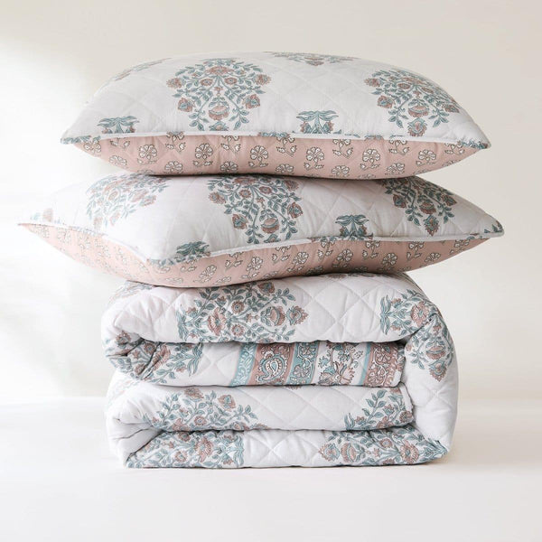 Sofia Flower Block Bouquet Reversible Quilt 6Pc Set