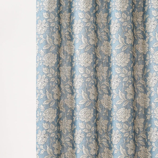 Zara Floral Block Linen Textured Shower Curtain
